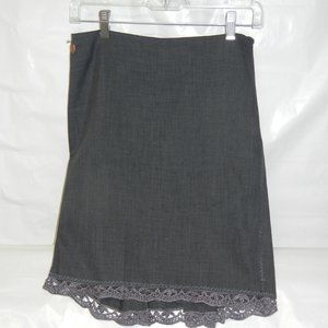 Hale Bob Skirt with Ruffle, Fringe and Ruffles Charcoal Grey -XS